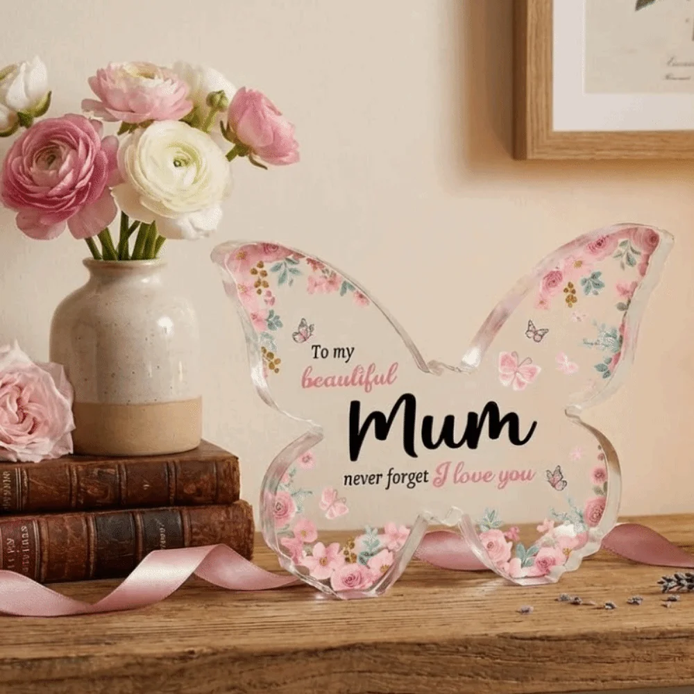 Creative Butterfly-Shaped Acrylic Plaque Acrylic Beautiful Clear Butterfly Ornaments Decorations Gifts for Mum Valentines Day