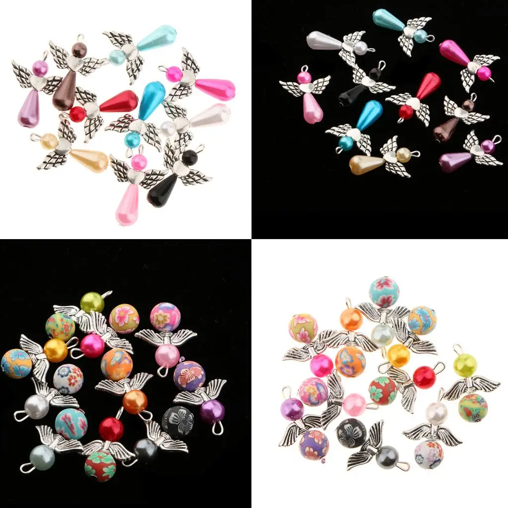 40 Pieces Pearl Spacer Alloy Mixed Angel Spacer Beads for Jewelry Bracelet Earrings DIY