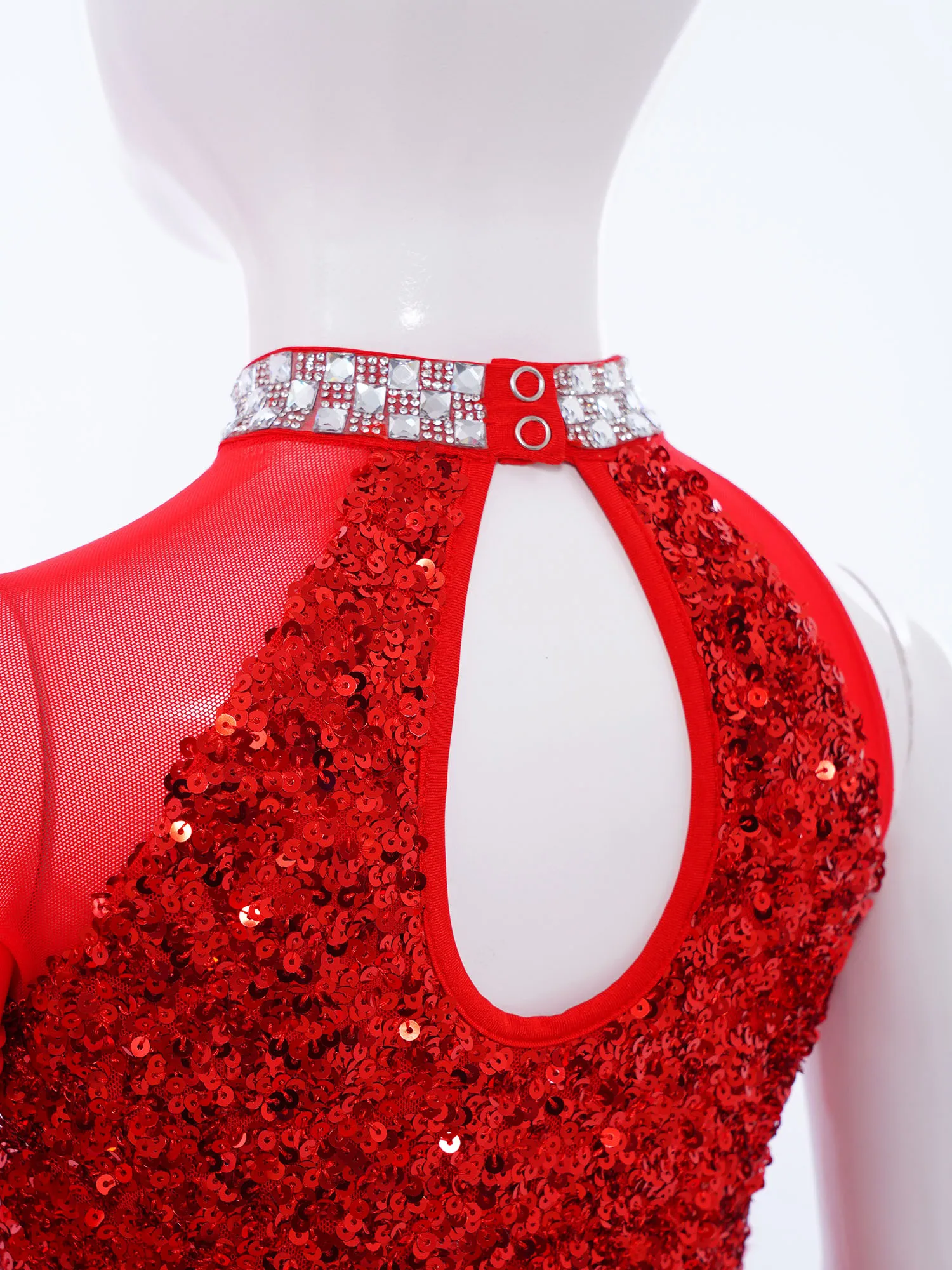 ชุดเดรสเต้นบัลเลต์แบบไหล่เดียว แขนยาว ประดับเลื่อมวิบวับ กระโปรงผ้าทูลล์ สำหรับเด็กผู้หญิง เหมาะสำหรับการเต้นแจ๊ส ฟิกเกอร์สเก็ต และยิมนาสติก