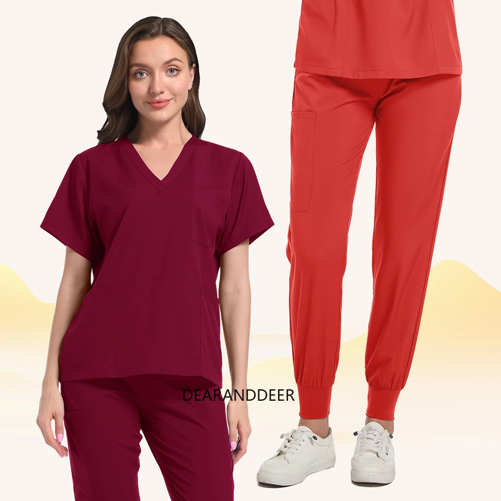 Dental work uniform medical clinical surgical top + pants nursing nurse women's beauty SPA therapy veterinary pet clinic set