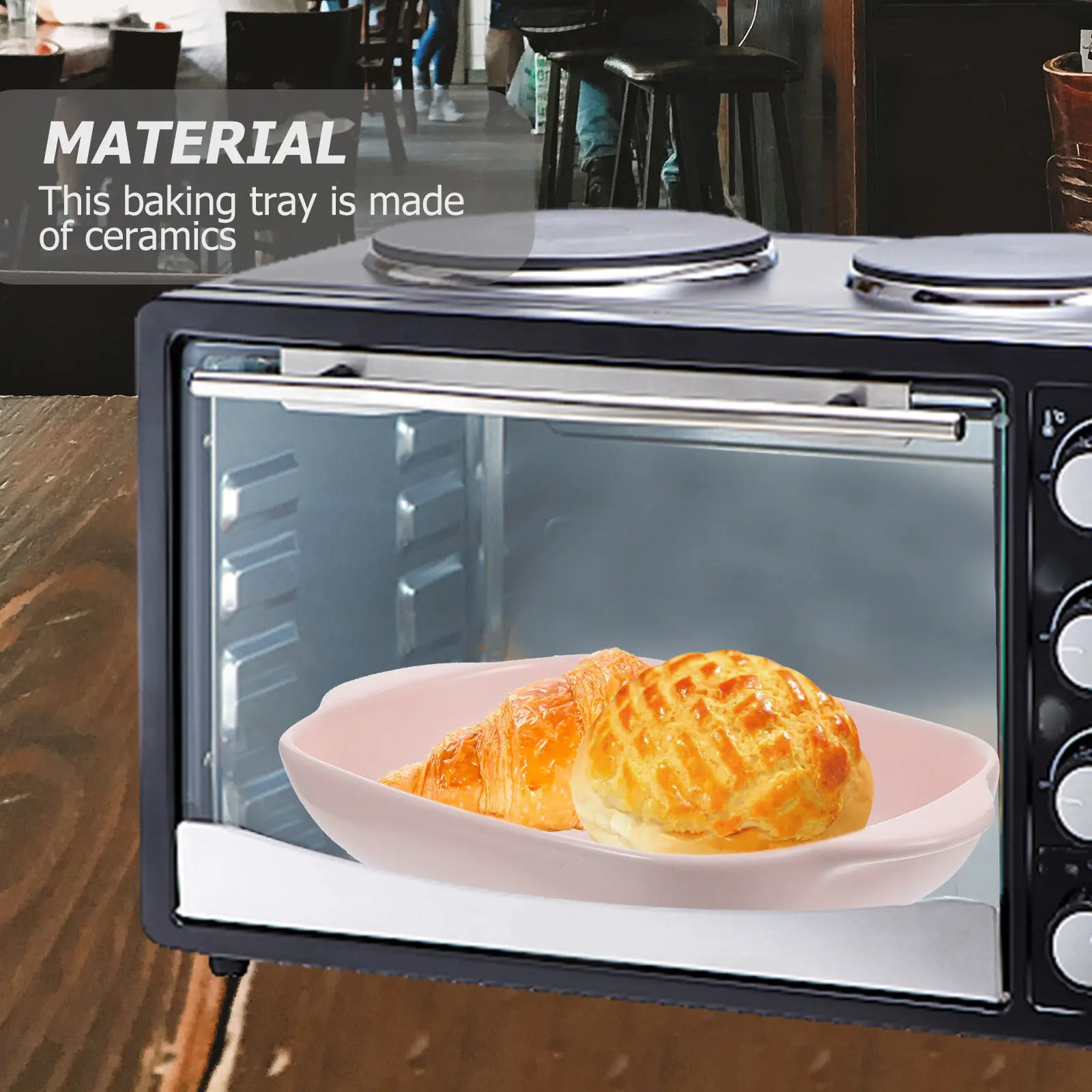 

1Pcs Ceramic Baking Tray Oven Safe High Temperature Resistant Bakeware with Handles for Roasting Chicken Beef Vegetables Pizza