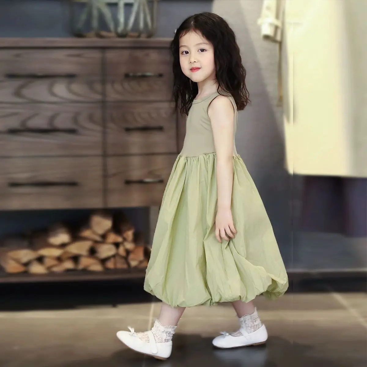 

Summer New Baby Girl Flower Bud Dress Cotton Splicing Sleeveless Vest Children's Clothing 90-130cm