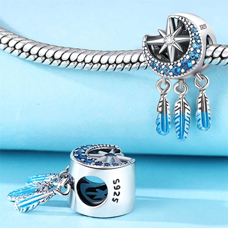2024 Real Charms 925 Sterling Silver Star Moon Rainbow heart Beads Fit Original Bracelet Necklace Jewelry Making Diy Women Gifts