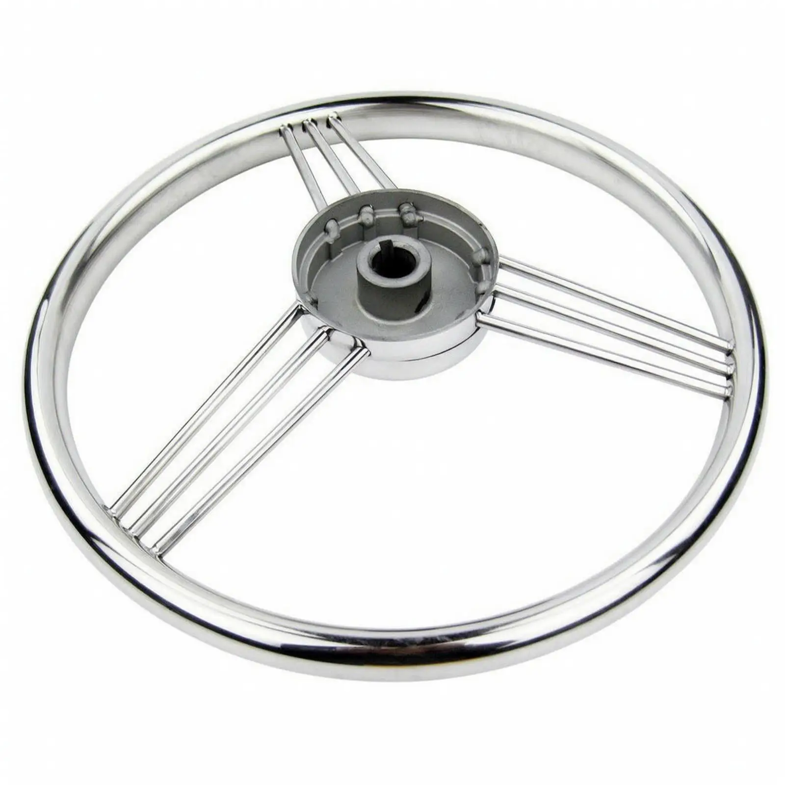 316 Stainless Steel Marine Steering Wheel 13.5 Inch Nine Spoke Polished Rim for Saltwater Boats and Rvs