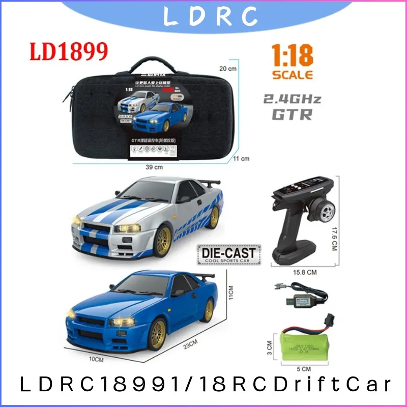 

1/18Scale Nissan SkylineGTR R34 RC Drift Car with Gyroscope 2.4GHz RWD Alloy Body Shell Remote Control Model Car for Adults Boys