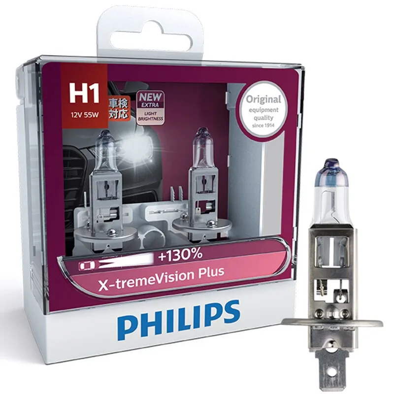 Philips H1 phare halog�ne de voiture 12V 55W Pk22s ampoules automatiques lampes d'origine plus lumineuses