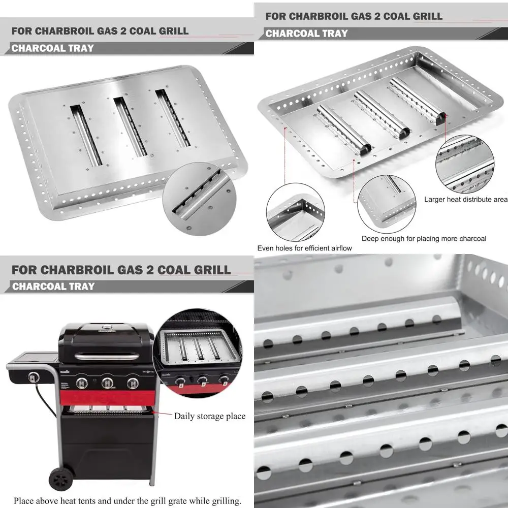 

Charbroil Gas2Coal Charcoal Tray Replacement for 3 Burner Grill - Part Numbers 463340516, 463370519, 463336818