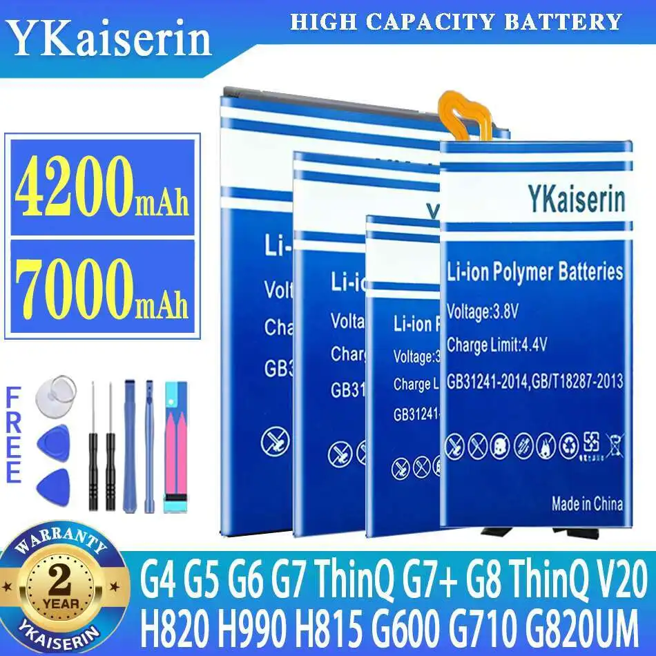 

YKaiserin Battery for LG G4 G5 G6 G7 G8 ThinQ V20 H850 H820 H830 G600L G600S H870 H871 H872 H873 G7+ G7ThinQ LM G710 Q7+ LMQ610
