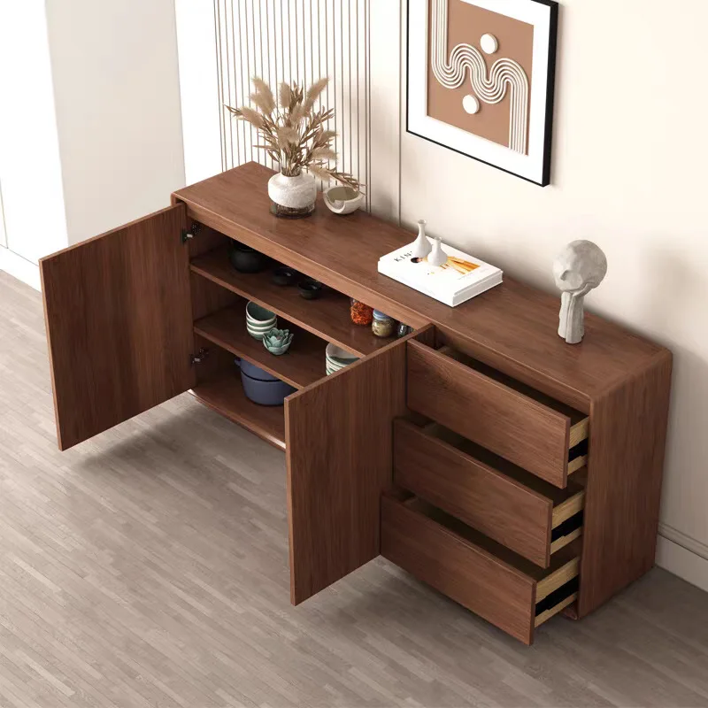 Solid wood frame restaurant modern minimalist side living room tea cabinet kitchen storage cabinet storage integration