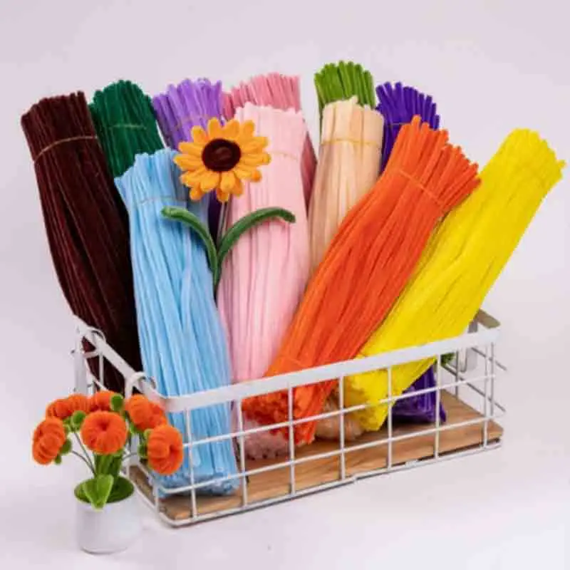 

30cm Chenille Stems Stick Cleaners Kids Educational Toys Handmade Colorful Chenille Stems Pipe for DIY Artificial Flower Making