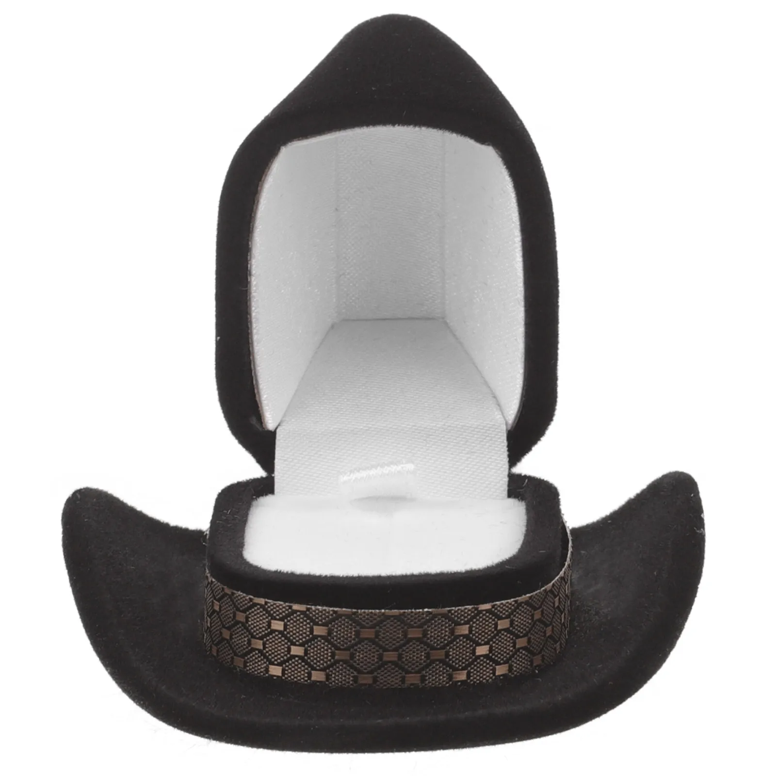 

Cowboy Hat Box Western Style Black Flocking Velvet Jewelry Holder Necklace Earring Storage Organizer Case Small Size Bracelet
