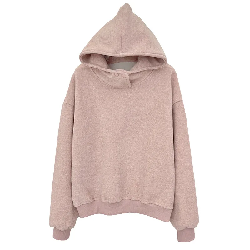 

Velvet Hoodie Hooded Hoodie For Women 2024 Winter New Style Pullover Loose Short Jacket Top