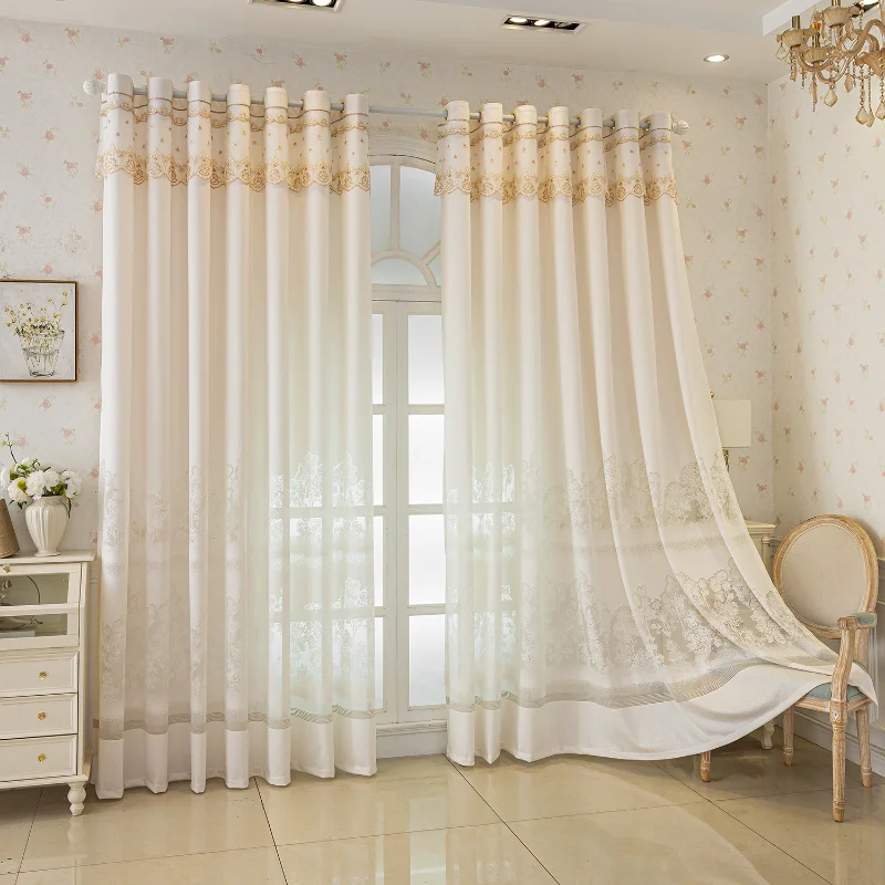 Modern Minimalist Window Curtain with Jacquard, Perforated and Transparent Flower Pattern Curtain