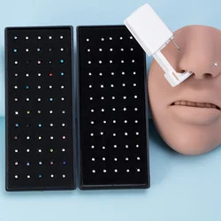 61pcs Nose Piercing Kit Including 1pc Disposable Nose Piercing Gun 60pcs CZ Straight Nose Studs Body Jewelry Tool Set
