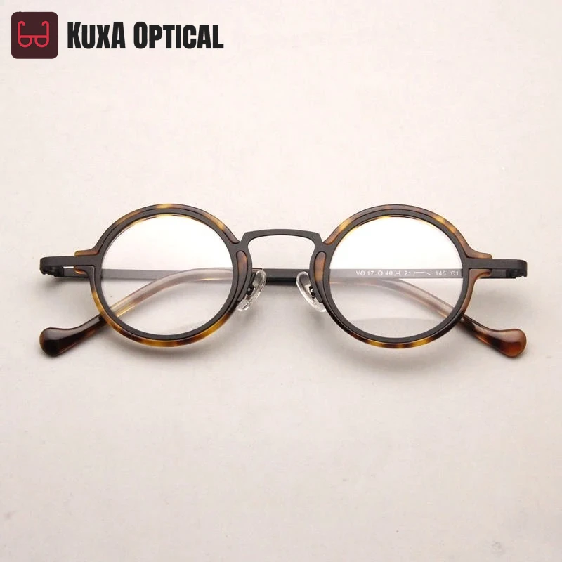 

KUXA New Fashion Acetate Round Eyeglass Frame Retro Glasses Optics Myopia Hyperopia Prescription Recipe Lenses Recipe Oculos