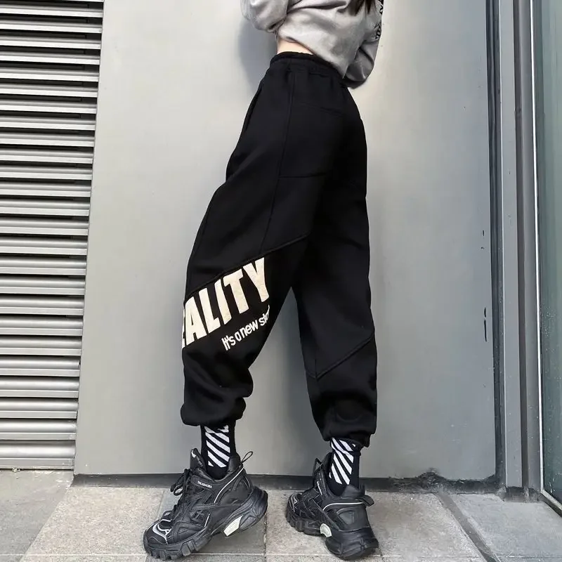 2025  New Sweatpants Women Korean Style High Waist Loose Pants Fashion Casual Letter Print Trousers Female