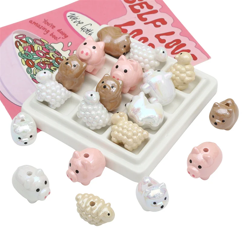 1pcs Acrylic Animal Beads Dog Pig Sheep 3mm Hole Diameter for Women Earring Bracelet Necklace DIY Jewelry Craft Making Accessory