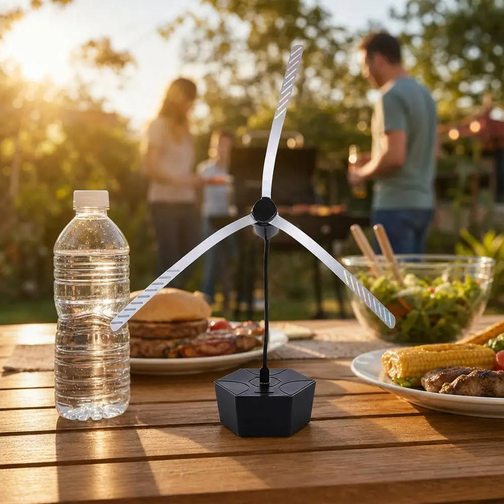 Safe Touch Sensitive Fly Fan For Barbecue Picnic Table Dual Power Supply Quiet Bug Repellent Device For Indoor And Outdoor Use