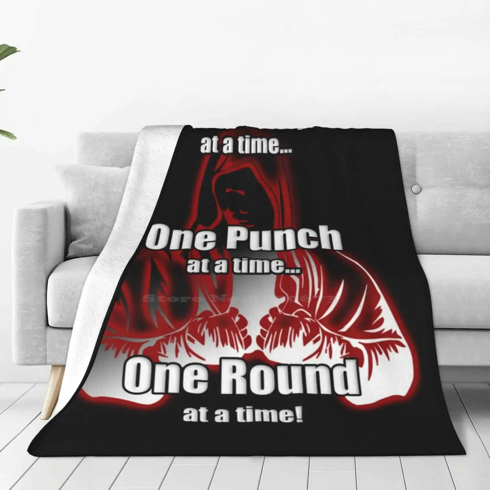 One Step...One Punch Four Seasons Comfortable Warm Soft Throw Blanket Balboa Baboa Fighter Boxing Boxer Workout Working Creed