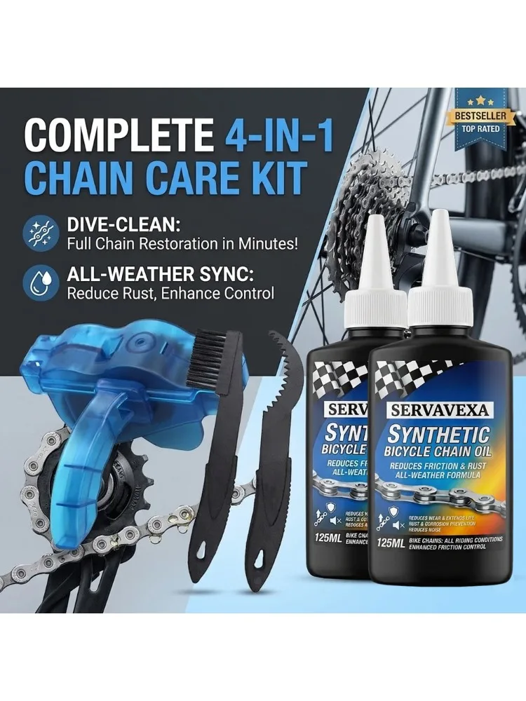 AliExpress NONE SERVAVEXA Bike Chain Cleaning Kit 125ml Synthetic Chain Oil with Scrubber Brushes Maintenance Set for MTB Road Cycle Care