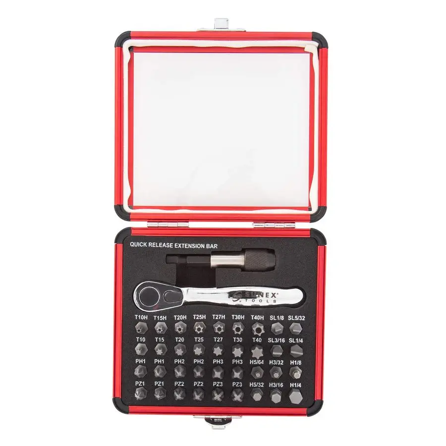 

Набор мини-трещоток и бит 9726, биты S2 1/8 дюйма и 1/4 дюйма, шестигранные биты 5/64 дюйма и 1/4 дюйма, 38 предметов, серебристый цвет