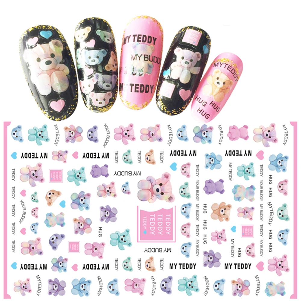 TSC-016 CA-043 Cute little bear  DIY 3D Back glue Nail Art Stickers