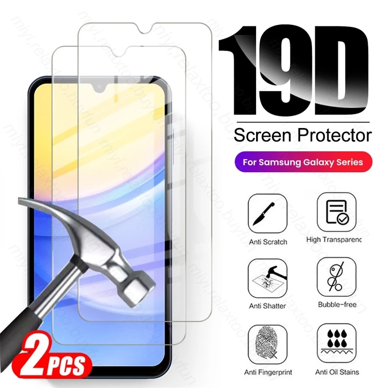 SamsungA15 Glass 2PCS Protective Glass For Samsung A15 A25 A35 A55 A05 A05s Screen Protectors On Samung Sumsung A 15 25 35 55 05