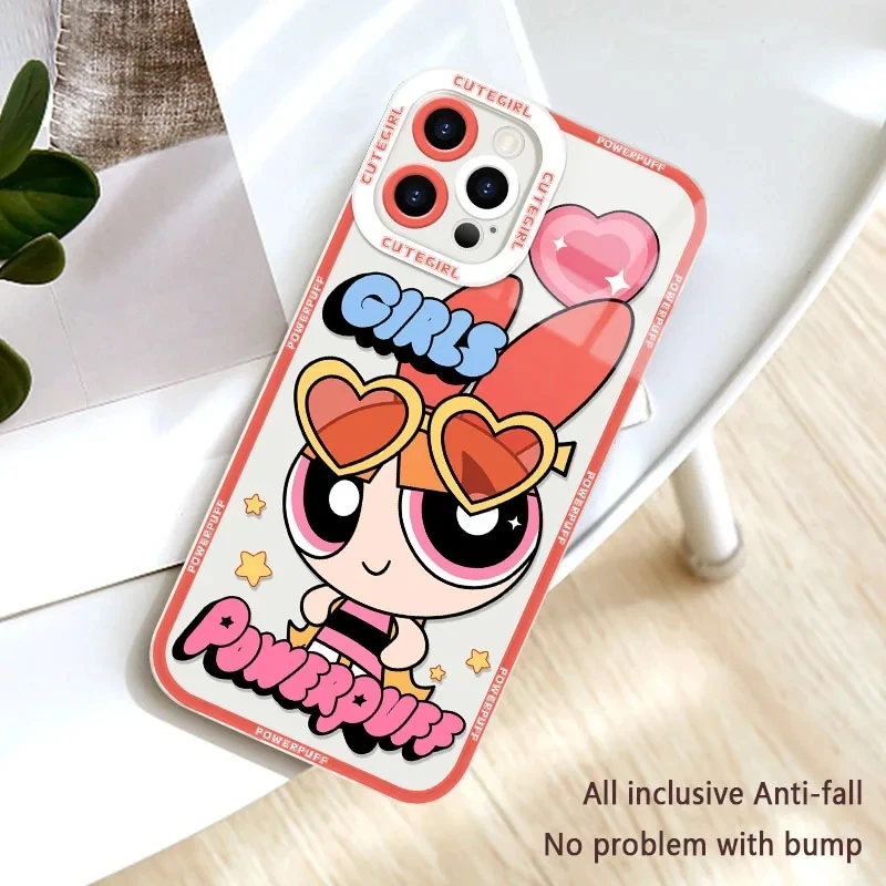 Lovely Powerpuff Girls Silicone Phone Case For Samsung Galaxy S24 S23 S22 Ultra S21 S20 FE Note 20 10 Plus A15 A25 A35 A55 Funda