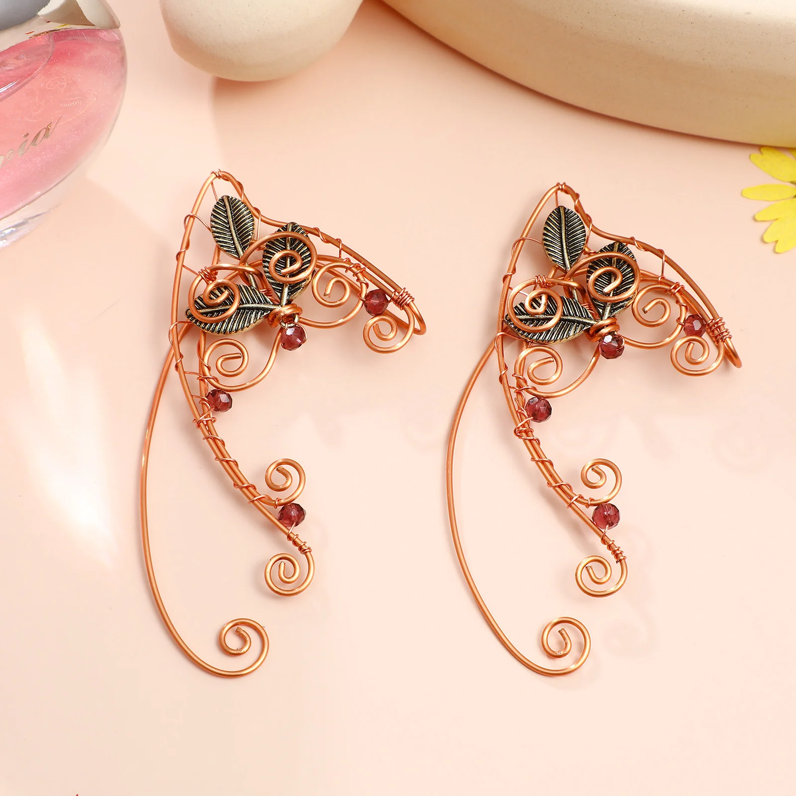 Elf Ear Clip Wrap Halloween Costumes Cosplay Alloy Ears Cuff Earrings for Women Miss