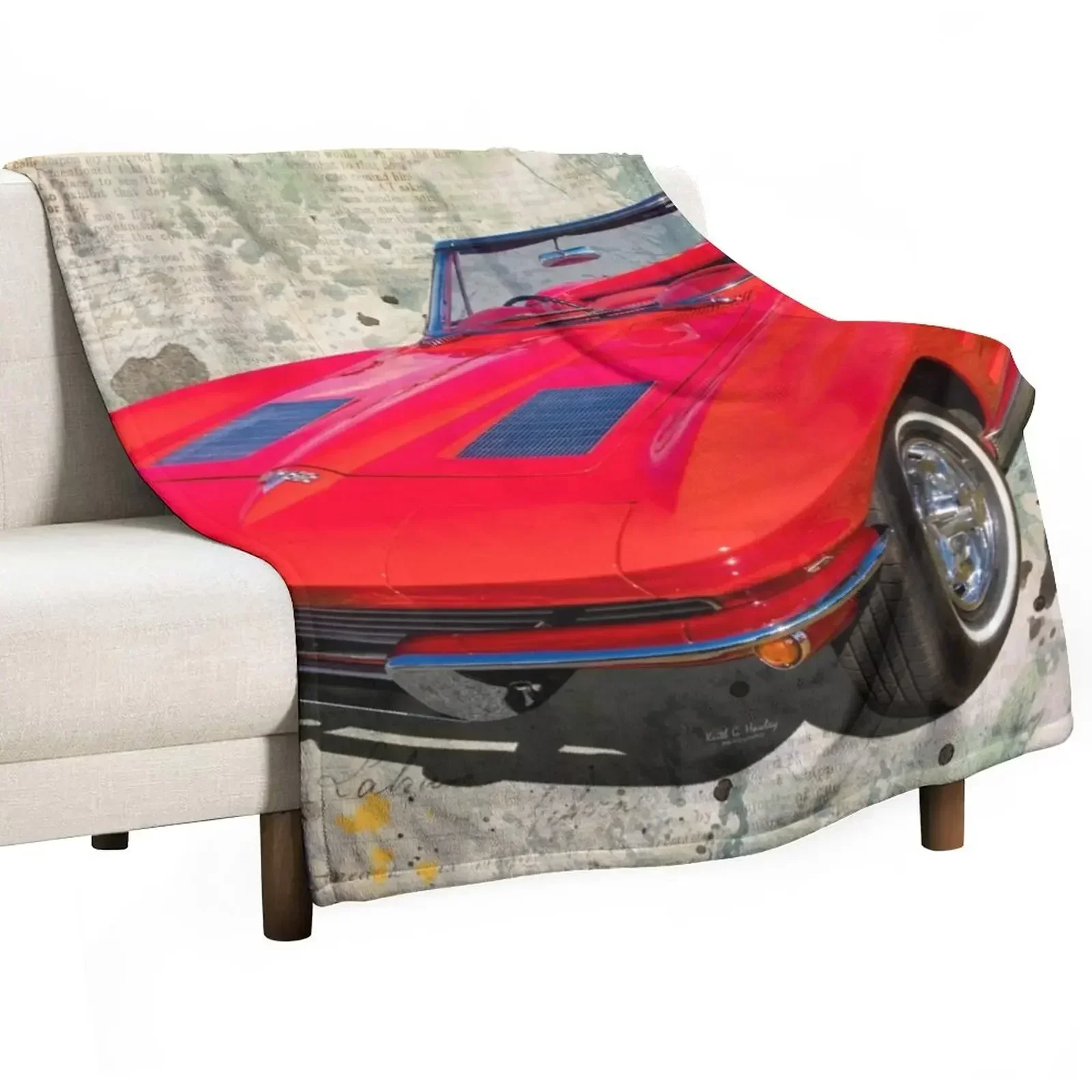 

Top Down Vette Throw Blanket Flannel Fabric Decorative Sofas Plaid on the sofa Travel Blankets