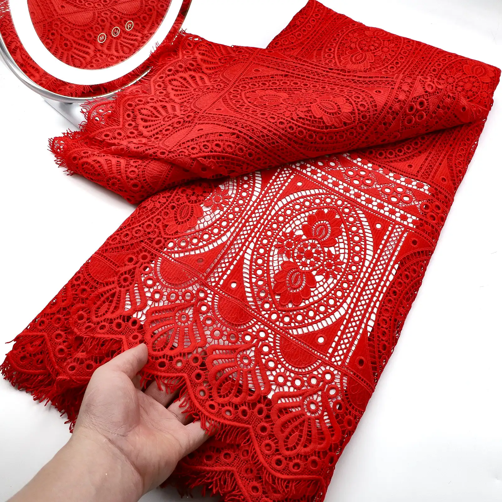 

Supoo Very Neat Embroidery Soft Skin Guipure Lace 5 Yards Cupion Cord Lace Fashionable Modern Traditional West African Fabric