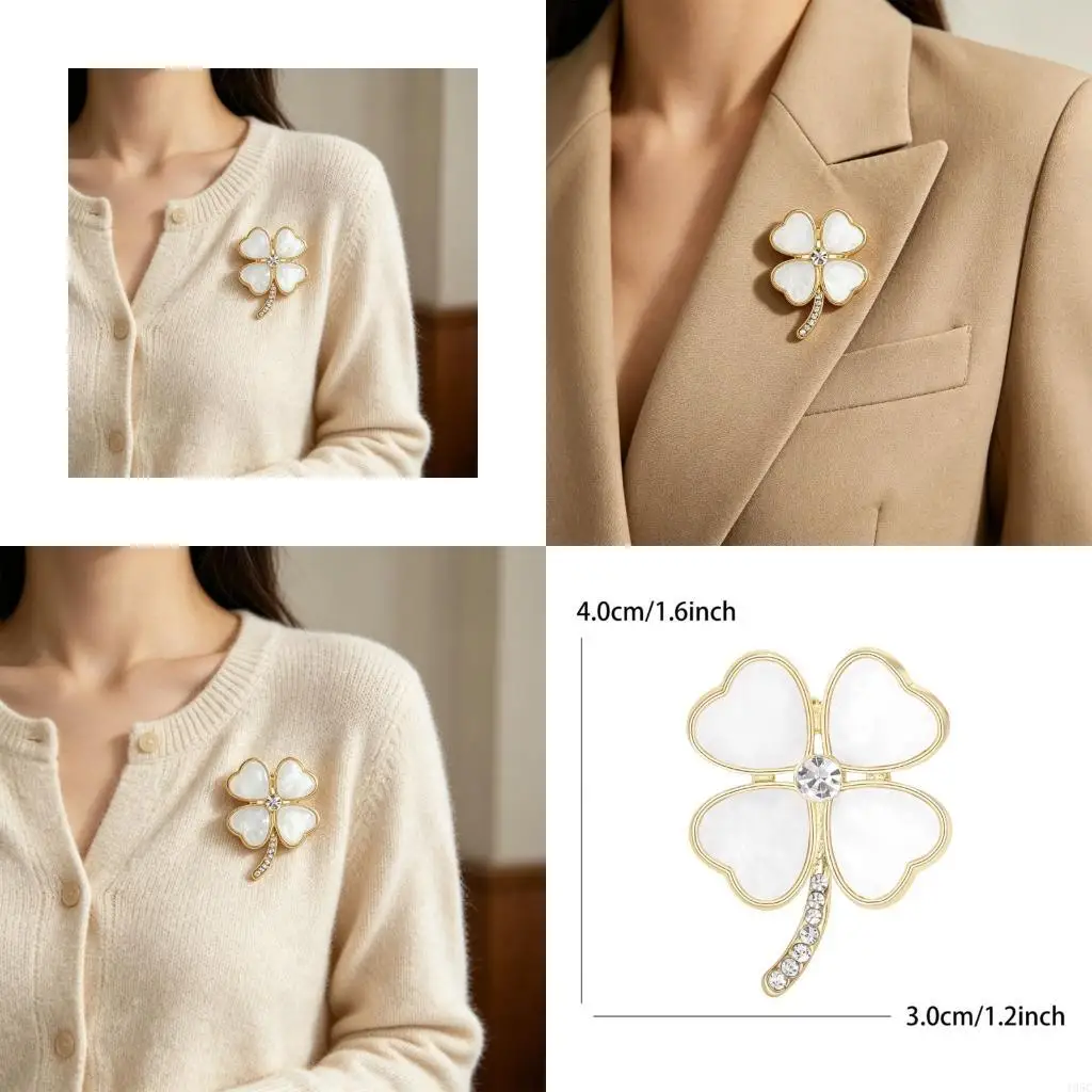 195C Unique 3D Clovers And Shell Brooch Enhances Your Look With Artistic