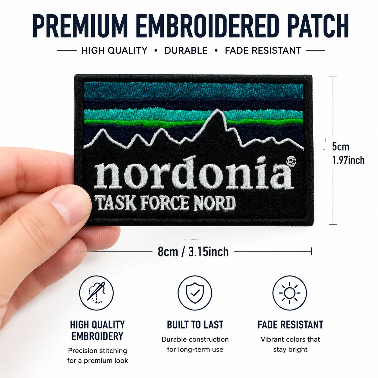 Nordonia Task Force Nord Mountain Landscape Embroidered Patch, Outdoor Theme Hook and Loop Patch for Vest Backpack Jacket