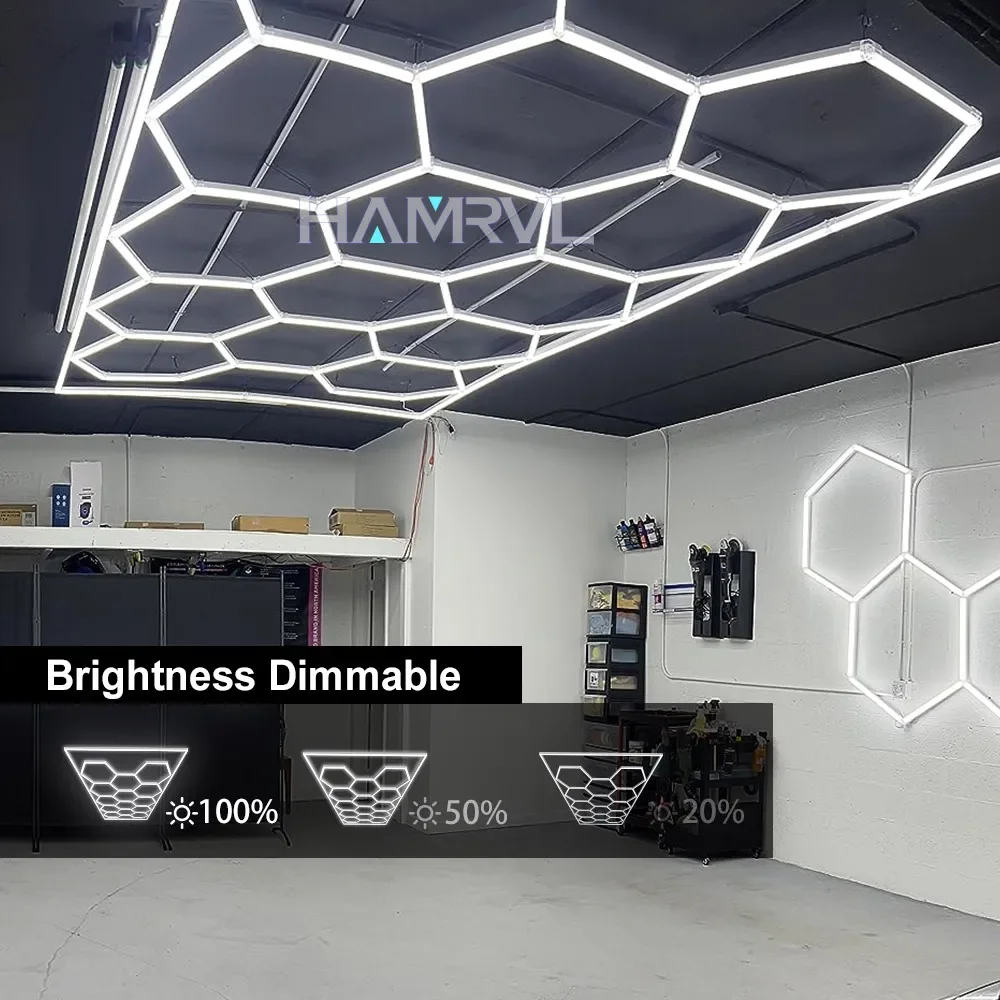 

6000-6500kLED Hexagon Lights Garage Lamps Lighting Tube Ceiling Lights LED Lighting Plastic Safety For Garage Factory Market GYM