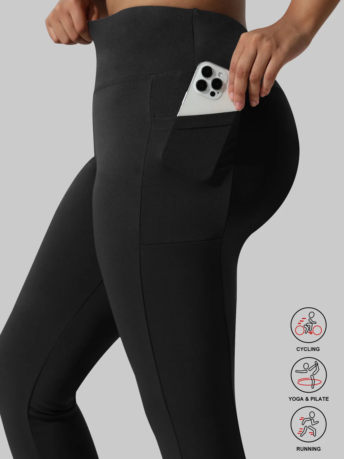 المرأة حجم كبير طماق مبطنة بالصوف عالية الخصر الخريف الشتاء الدافئة ضيق صالح ملابس خارجية مع جيوب #2