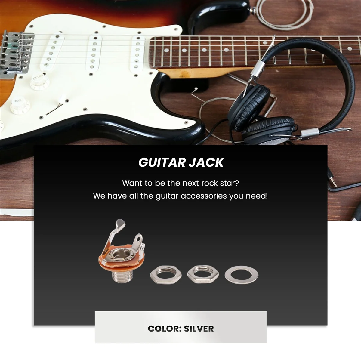 อะไหล่กีตาร์และอุปกรณ์เสริม Switchcraft 1/4 6.35 มม.2-Conductor Mono Chassis กีตาร์แจ็คอินพุตเอาต์พุต