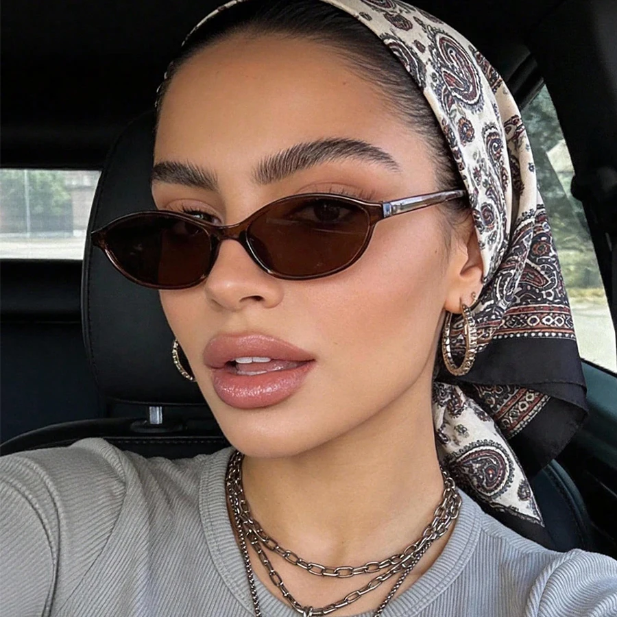 Fashion Oval Simple Literary Sunglasses Women Retro Small Frame Cat Eye Commuting Sunglasses Design Travel Sunglasses UV400