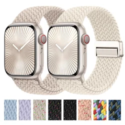 Braided Solo Strap For Apple Watch Band 46MM 45mm 49mm 44mm 42mm 41/40mm Nylon Elastic Bracelet iWatch series 10 9 7 SE 6 8 5 4