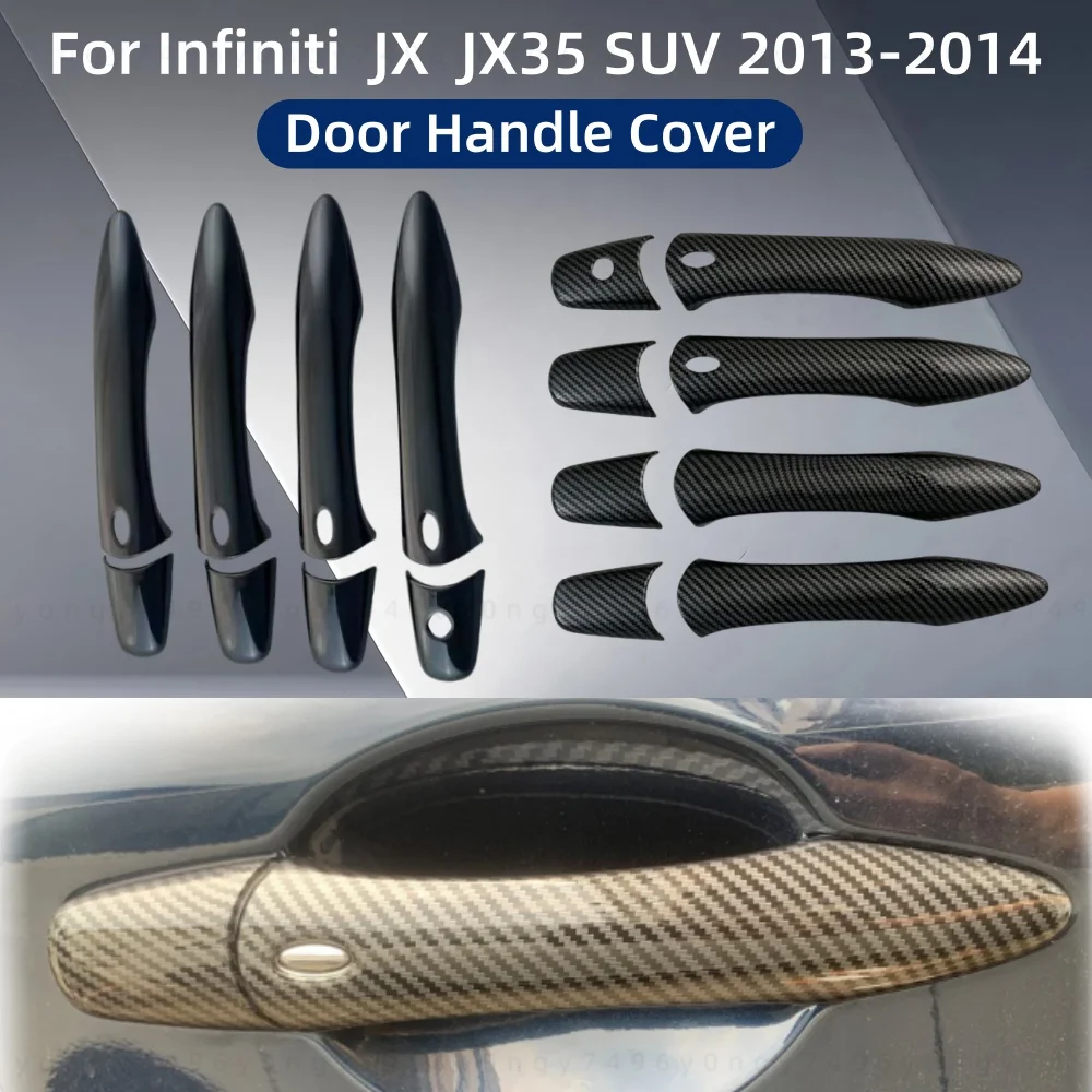 

Car Upgrade Decoration For 2013 2014 Infiniti JX JX35 SUV New ABS Black Carbon Accessory Door Handle Cover Trim Paste Style