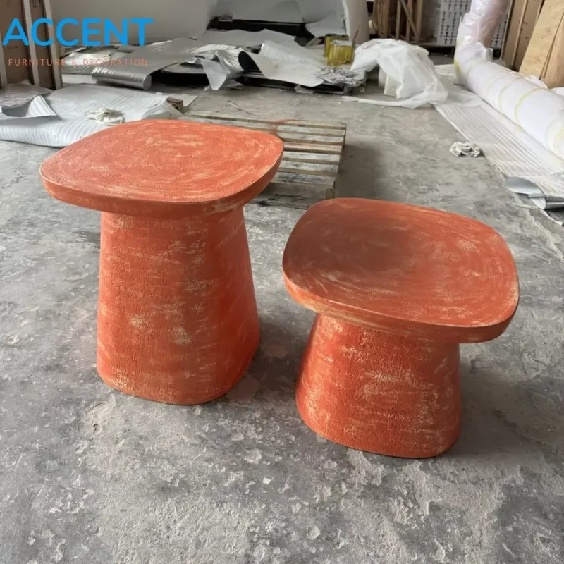 Fiberglass Irregular Oval Coffee Table Two Thick Block Legs Matte Black Sculpture Center Table for Wabi Sabi Gallery Living