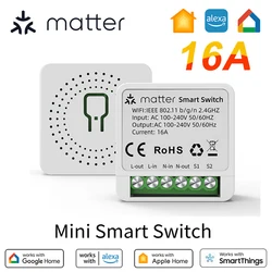 Matter WIFI Smart Switch Module Relay Breaker HomeKit Wireless Control Breaker Works With Siri Alexa Google Home Smart Home Life