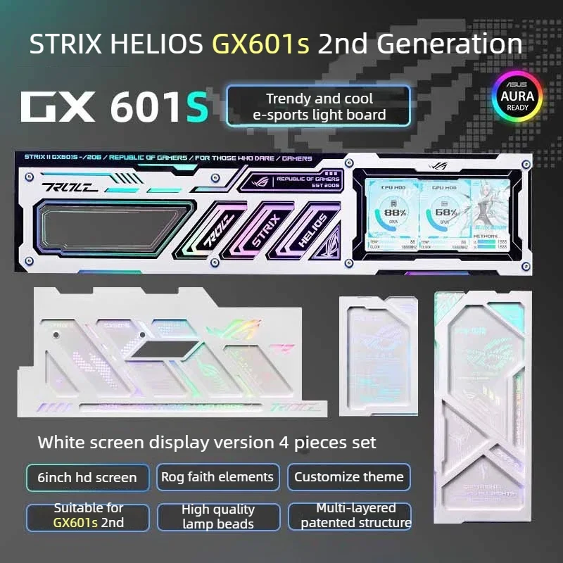 With 6 inch HD Dynamic Monitoring Screen ARGB Lighting Panel For STRIX ROG ASUS Helios GX601S 2nd Gen Chassis AURA SYNC