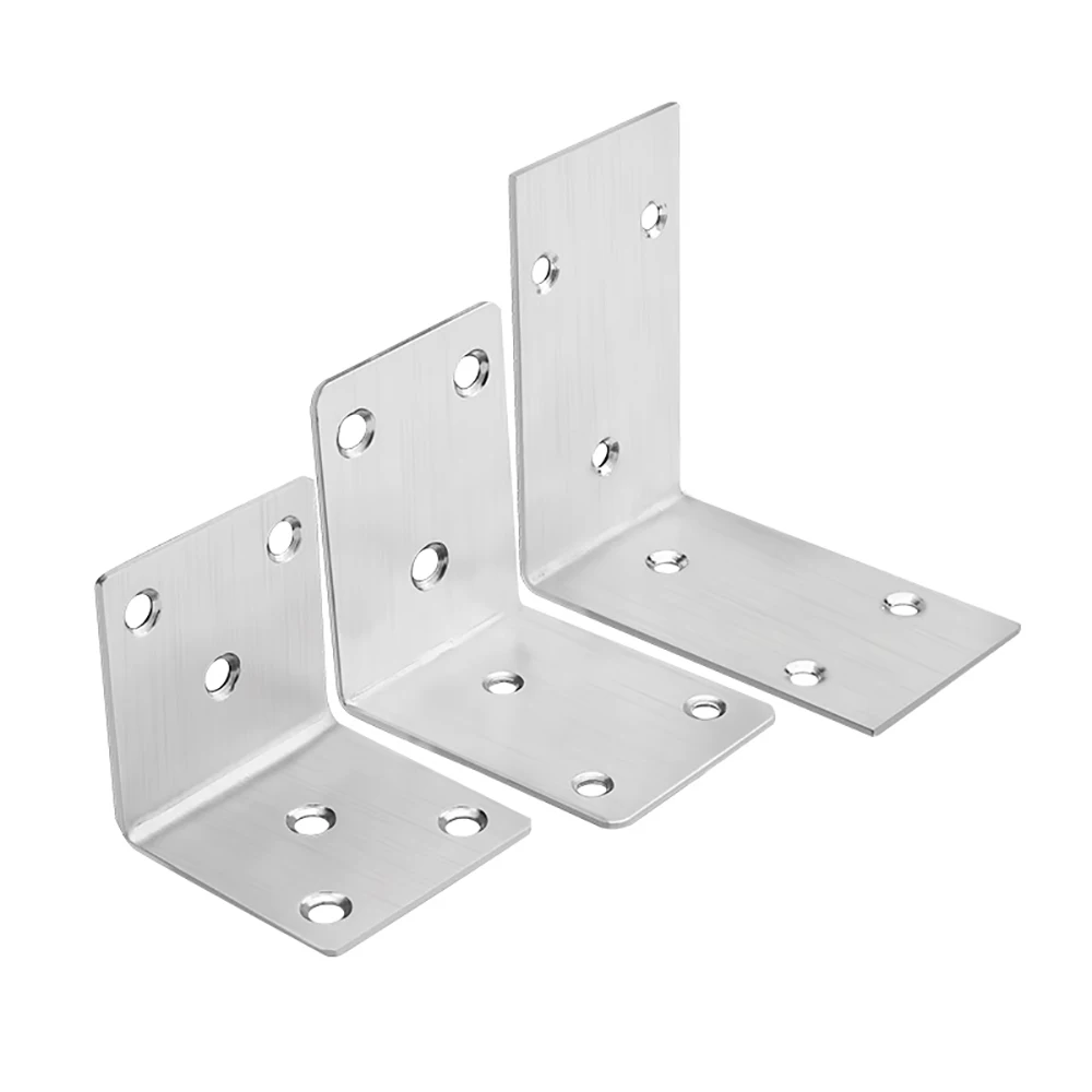 Stainless Steel L-Shaped Corner Code 90 Degree Laminated Furniture Plate Hardware Right Angle Bracket Cabinets
