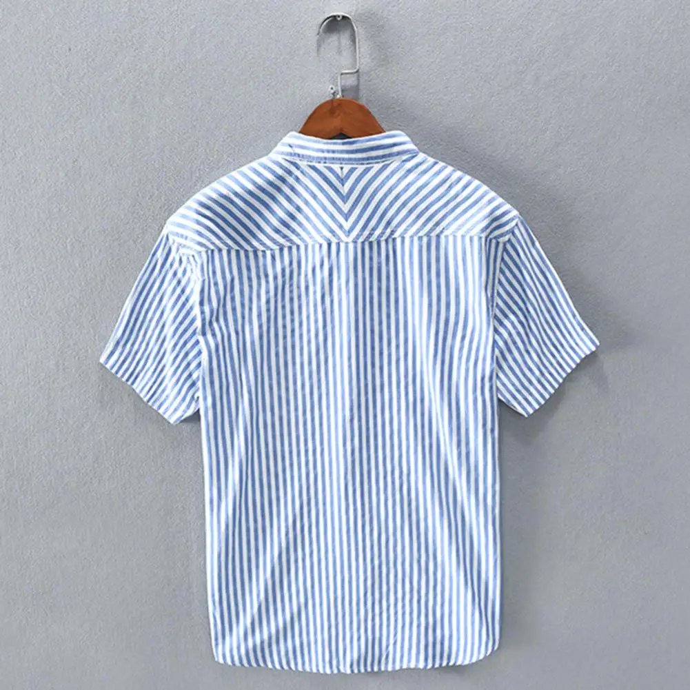 Camisa Formal de viaje para hombre, camisa de vestir con solapa, cárdigan de longitud media de un solo pecho, negocios formales, playa, Verano