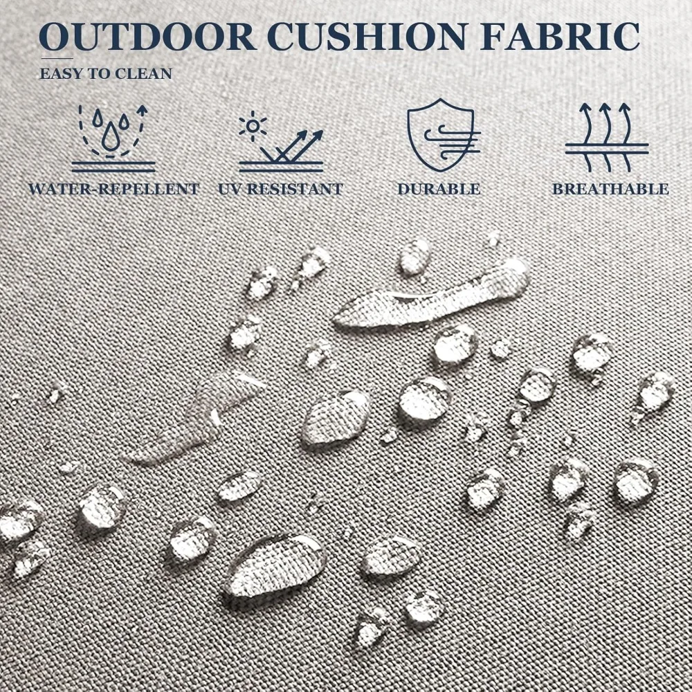 طقم أثاث الفناء مع كرسيين للتراس من الروطان ومجموعة طاولة بحافة من الروطان PE، شرفة وسادة من الروطان البني والبيج