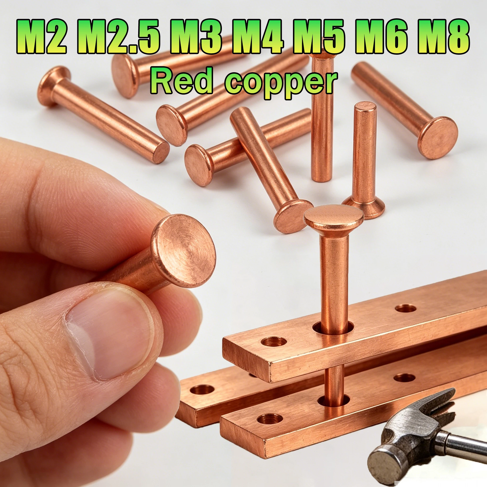Gb869 M2 M2.5 M3 M4 M5 M6 M8 Solid Copper Countersunk Rivets Flat Self-plugging Rivet Red Copper Riveting Fastener