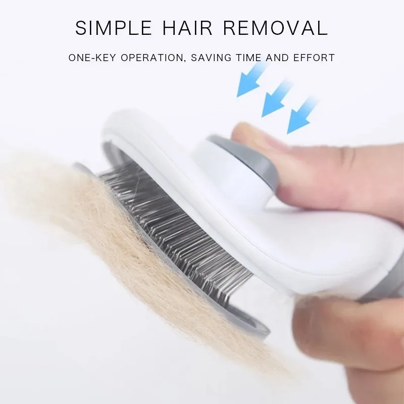 Self Cleaning One Click 60° Adjustable Needles Non-Slip Handle Massage Slicker Brush Deshedding Dematting for Short Hair Pets