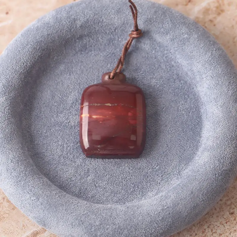 

Mookite Jasper Rectangular Pendant with Brown Cord: Natural Stone Accessory for DIY Jewelry Crafters & Artisan Designers