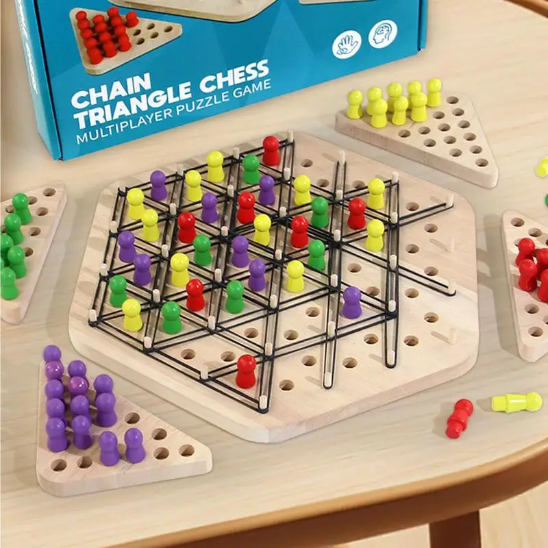 Chain Triangle Chess Game Exercise Thinking Toys Geometry Chain Chess Game Interactive Brain Teaser Strategy Game For Kids 2-4