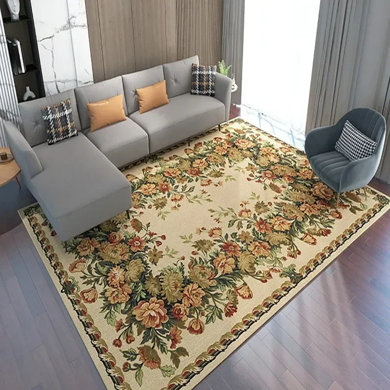 

Retro Flower Living Room Carpets Luxury Large Area Comfortable Bedroom Plush Rug Home Coffee Tables Fluffy Mat Ковер Tapis 러그